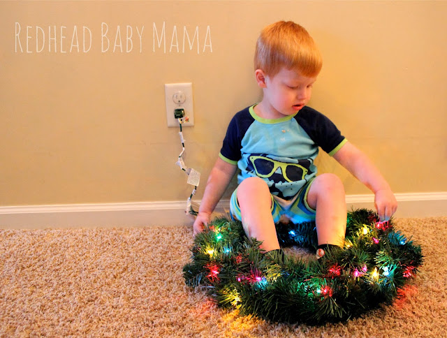 Red in a Christmas wreath - Redhead Baby Mama