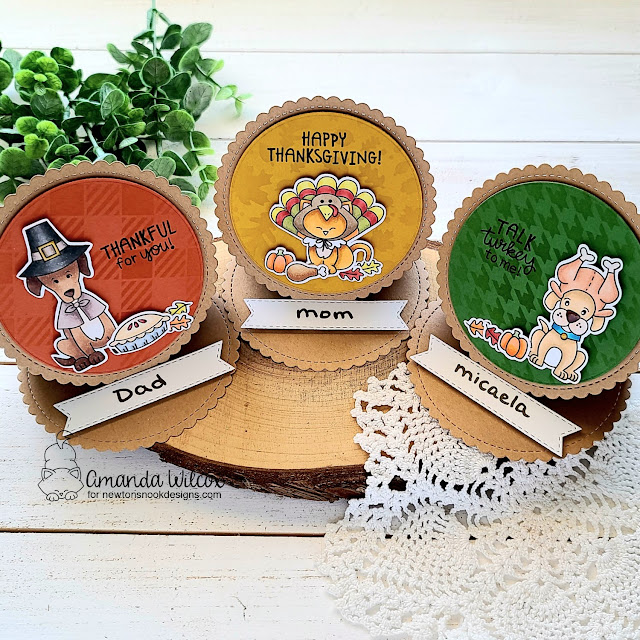 Thanksgiving placecards by Amanda Wilcox | Talk Turkey Stamp Set Excludsive Collaboration Stamp Set for Simon Says Stamp by Newton's Nook Designs #newtonsnook #handmade