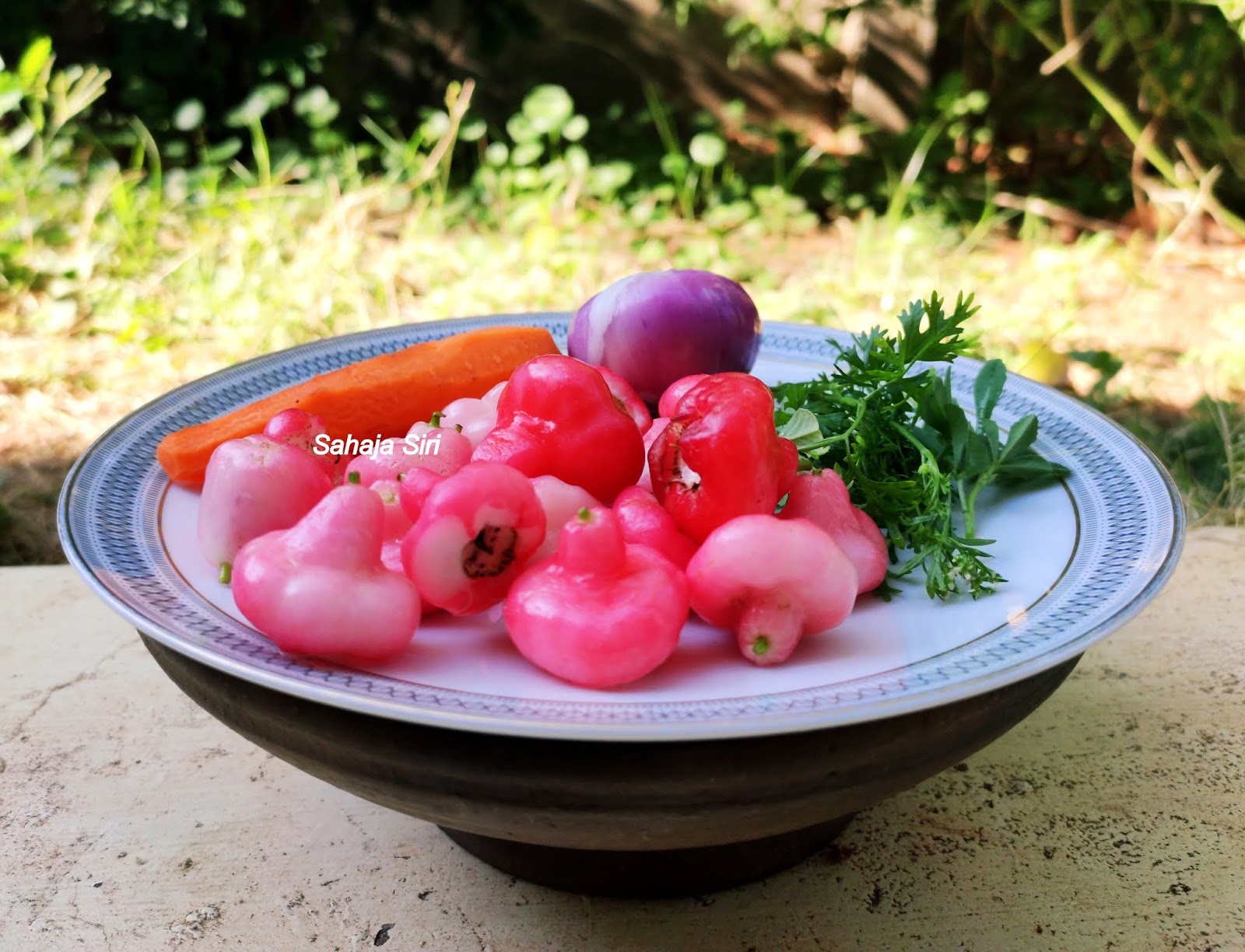 Pink water apple salad/ Nakshatra nerale salad/ bell fruits salad with