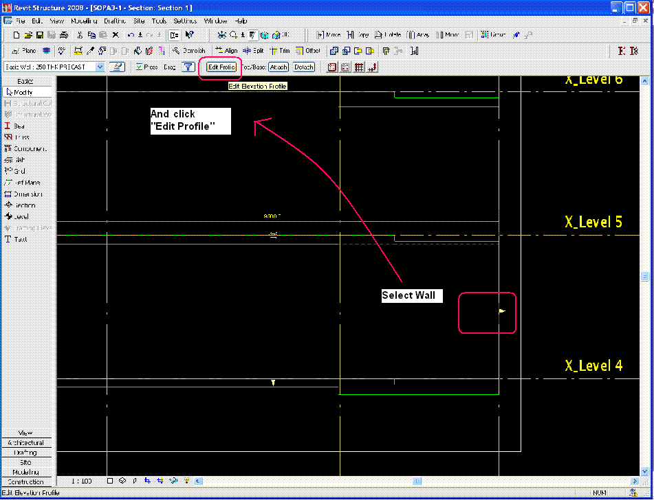 How to trim walls around slab profiles Revit