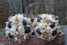 burlap and lace wedding flowers