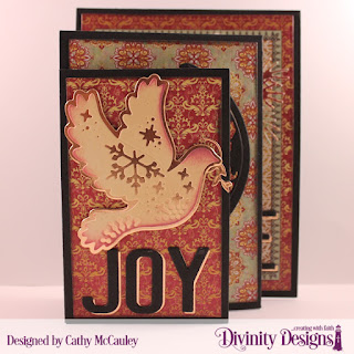 Stamp Set: Christmas Wishes Paper Collection: Christmas Card 2015 Custom Dies: Four Panel Card with Layers, Christmas Dove, Globe & Stand, Peace & Joy, Pine Branches, Double Stitched Rectangles