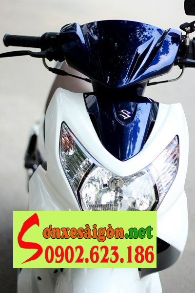 Sơn xe Suzuki Hayate màu trắng xanh tiger cực đẹp