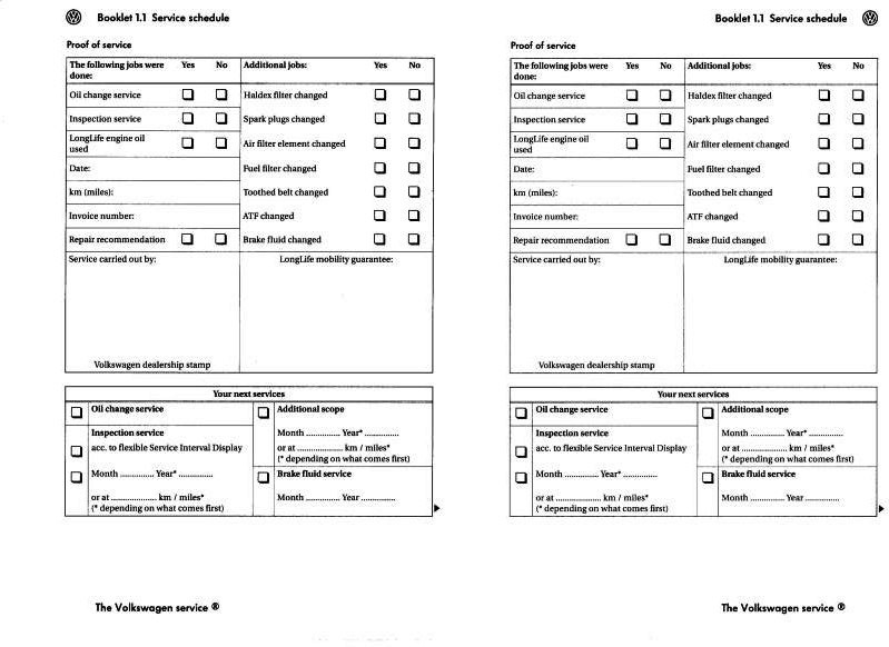 VW Volkswagen service plan service booklet checkbook for commercial  vehicles ZBE