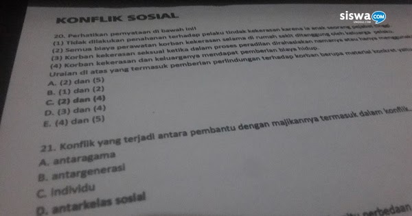 Contoh Soal Dan Pertanyaan Tentang Konflik Sosial Pilihan Ganda Terbaru Ulangan Harian Bank Soal