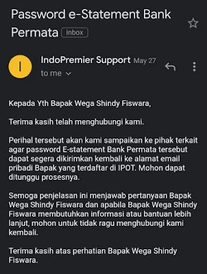 Balasan dari CS Indo Premier Balasan dari CS Indo Premier