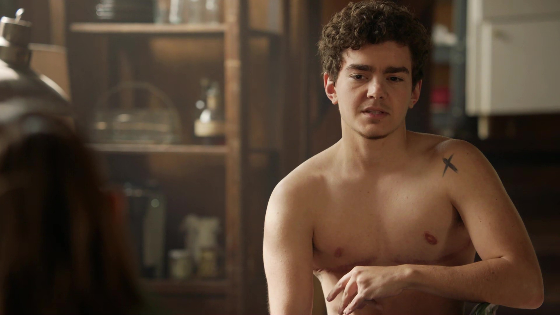 Elliot Fletcher shirtless in The Fosters 5-14 "Scars" .