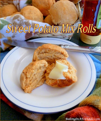 Sweet Potato Mix Rolls are simple to make using a packaged potato, sweet potato mix. | recipe developed by www.BakingInATornado.com | #recipe #dinner