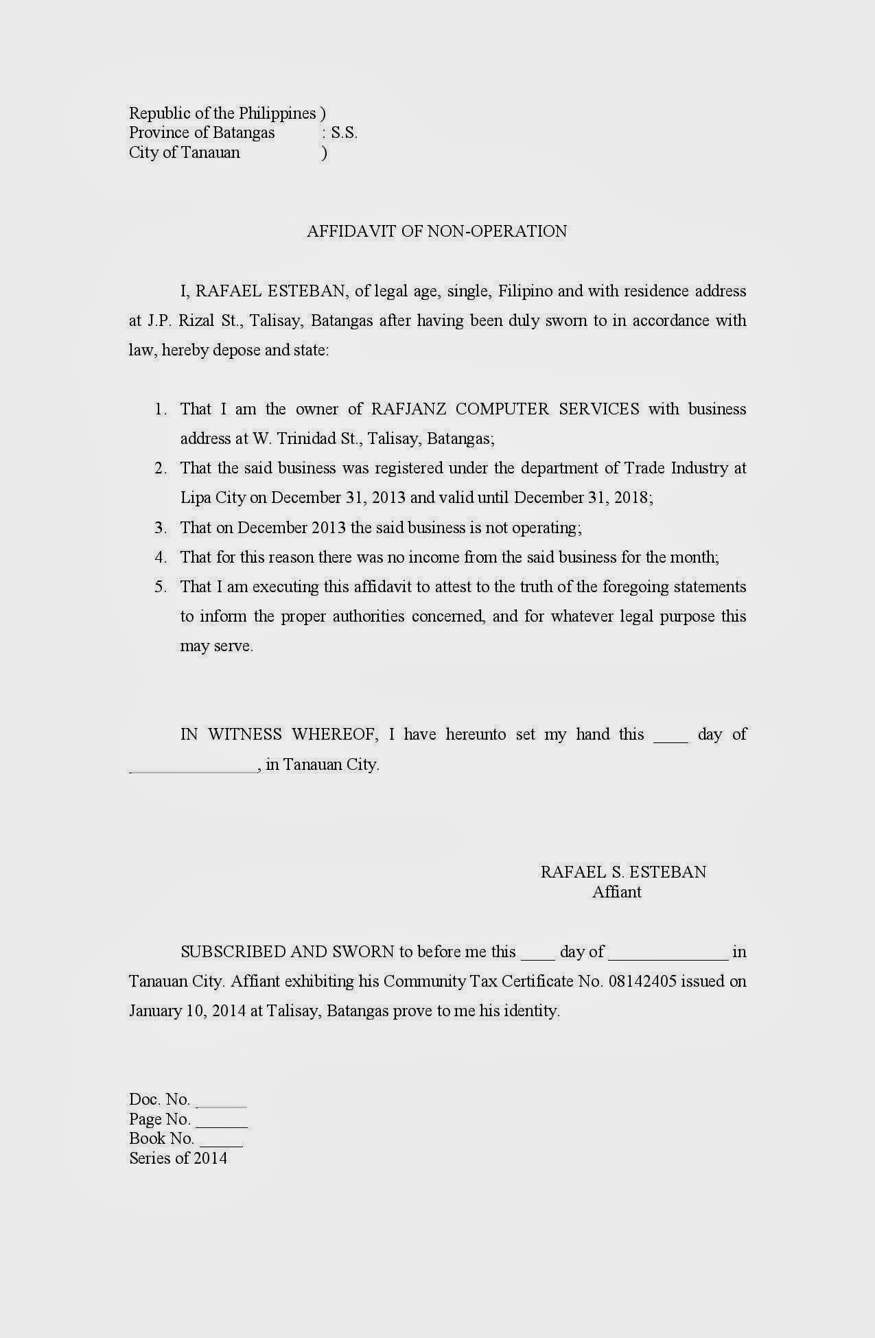 Affidavit Of Non Operation 2 Doc Affidavit Of Non Ope vrogue.co