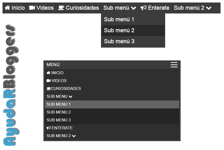 Crear un menú con submenus responsive - Ayudar Bloggers