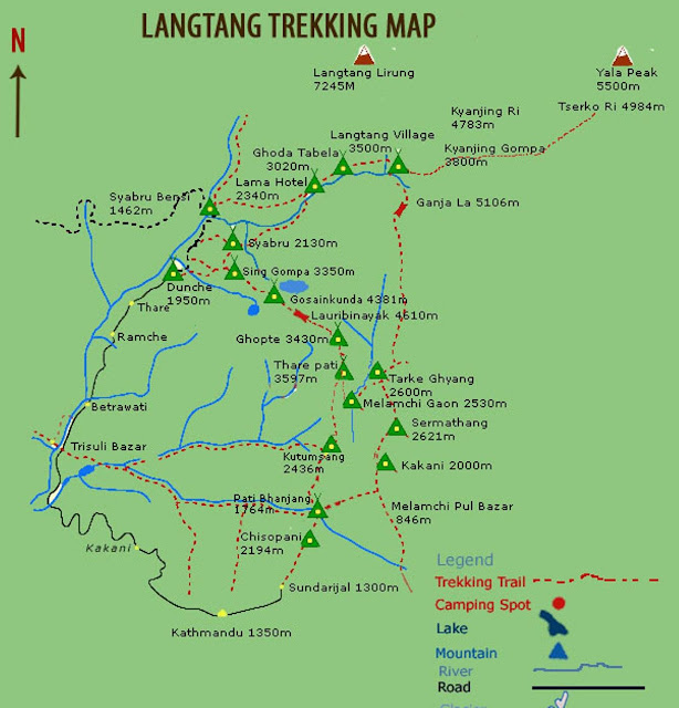 Langtang Area trekking Map