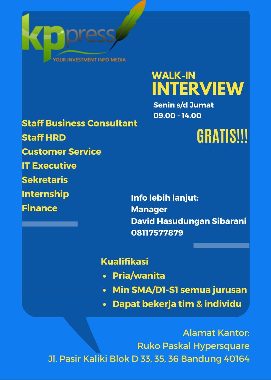 Lowongan Kerja KP Press Bandung Desember 2019 - Info Loker Bandung