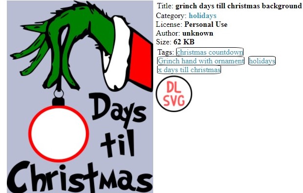 Grinch Days Until Christmas Svg UK | The Grinch Christmas Countdown
