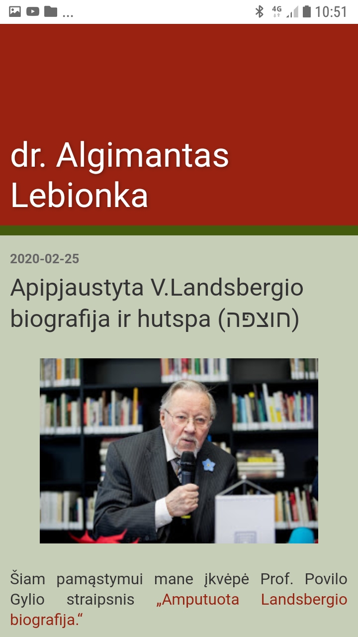 dr. Algimantas Lebionka: Apipjaustyta V.Landsbergio biografija ir