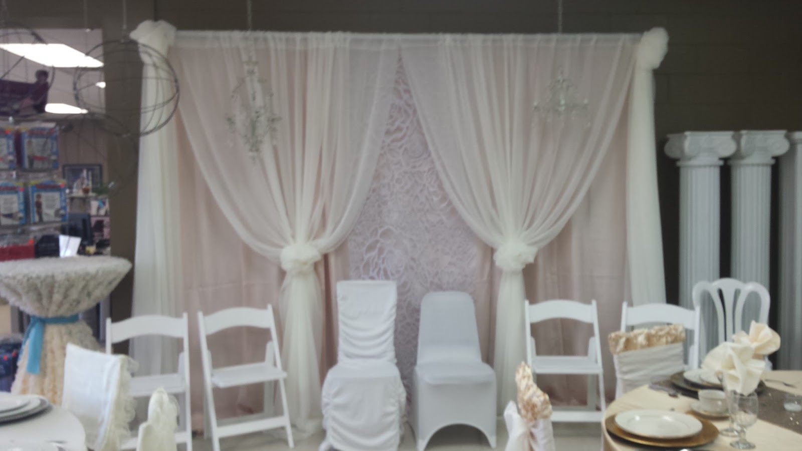 Grand Rental Station Fairview Heights IL Blush and Ivory Backdrop