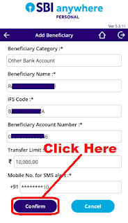 add beneficiary sbi anywhere personal