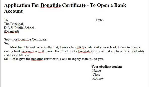 College Application Letter For Bonafide Certificate - Letter