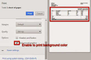 Print background color in chrome print option