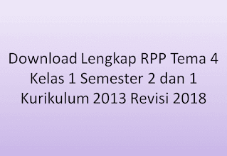 Download Lengkap RPP Tema 4 Kelas 1 Semester 2 dan 1 Kurikulum 2013 Revisi 2018