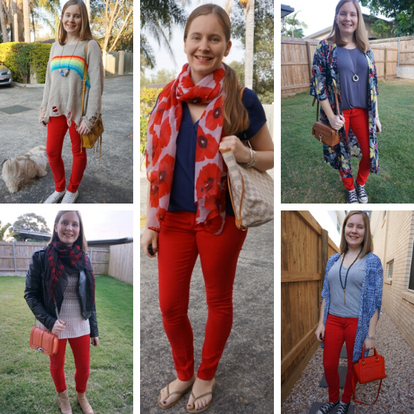 Away From Blue  Aussie Mum Style, Away From The Blue Jeans Rut: 30 Ways To  Wear Red Skinny Jeans - #30wears Challenge