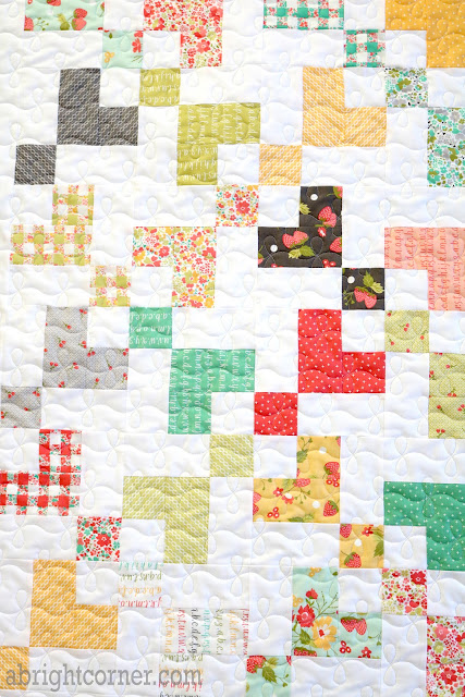 Sugar Cookie baby quilt by Andy of A Bright Corner - a charm pack quilt pattern from Perfect 5 Quilts book 