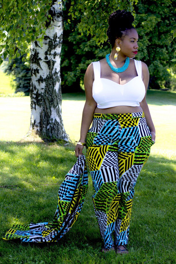 ankara crop top and high waist skirt