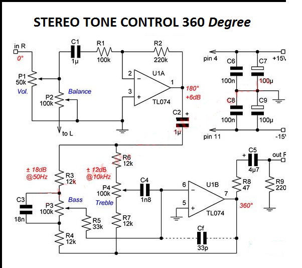 Stereo Baxandall Tone Control - Electronic Circuit