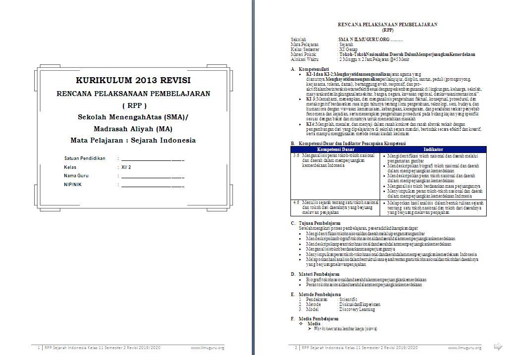 Rpp Sejarah Indonesia Kelas Xi Kurikulum 2013 Sekali