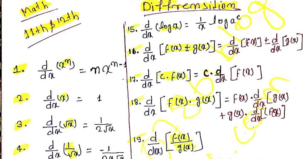 DIFFERENTIATION FORMULA