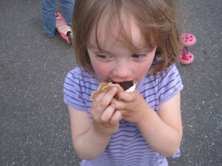 Mabel eating a s'more