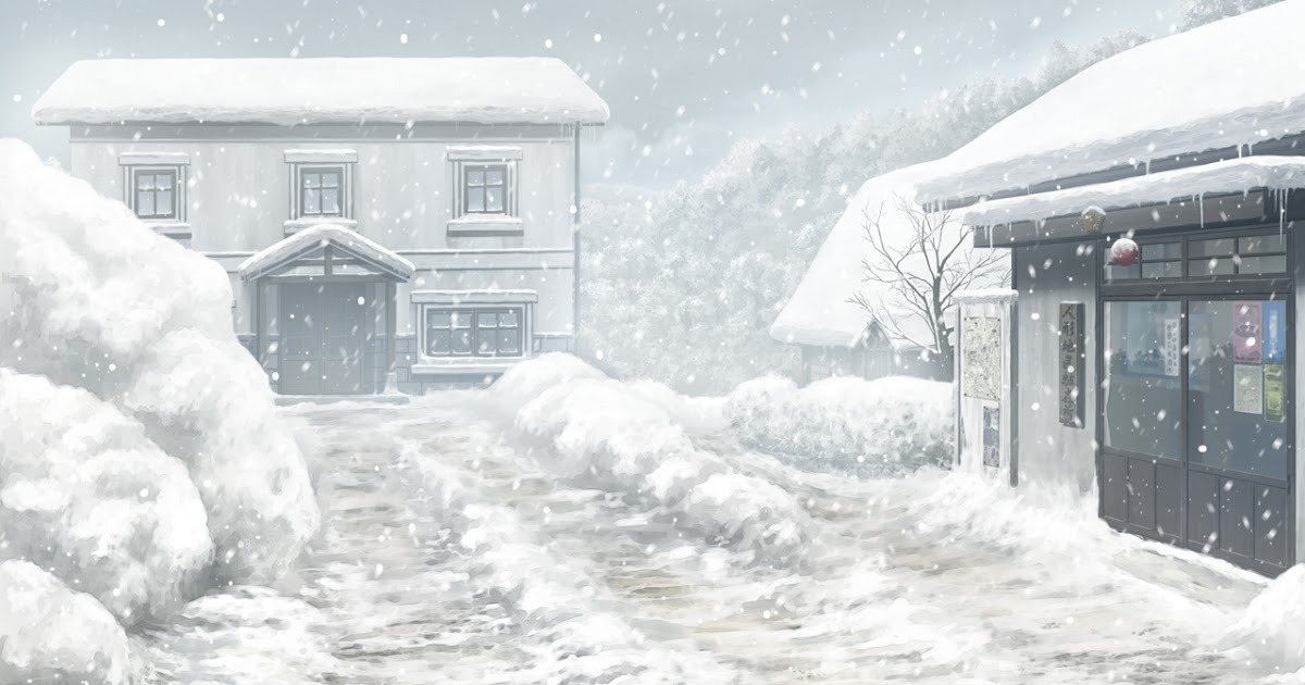 Anime Landscape: Anime Winter Town Background