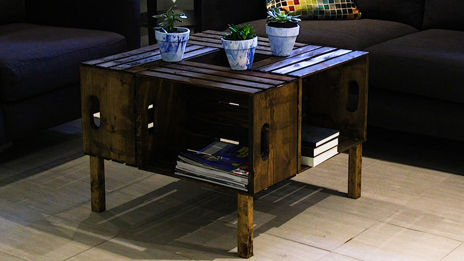 DIY Wooden Crate Coffee Table