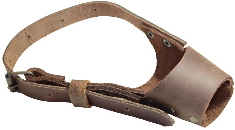 Hide & Drink, Leather Dog Muzzle Guard, Secure, Prevents Biting Chewing