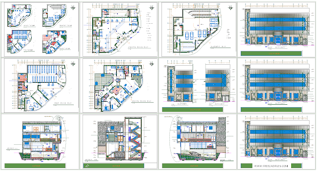 Bank Project, Storey, sections, elevations DWG