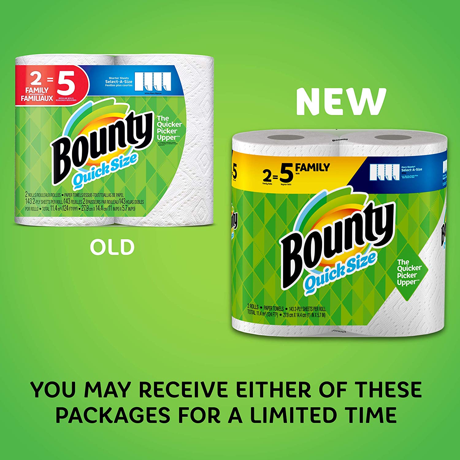 Bounty Quick-Size Paper Towels, White, Family Rolls, 16 Count (Equal to