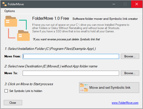 FolderMoveを使用してゲームとプログラムのフォルダーを移動します