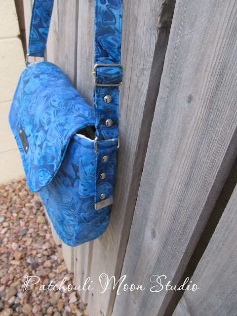 Patchouli Moon Studio~ Enlarged Mini Hipster Bag in Blue Batik