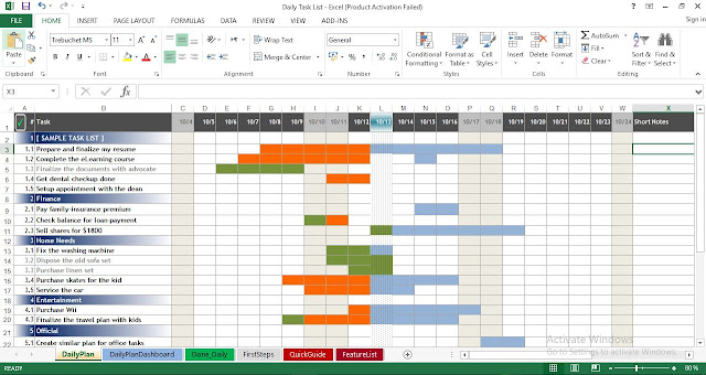 Daily Task List Template for Excel