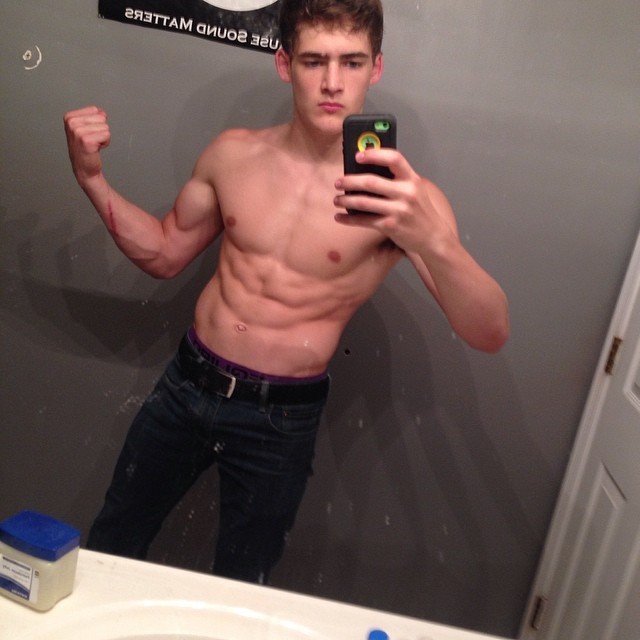 cute-ripped-bare-chest-young-straight-bro-flexing-biceps-selfie
