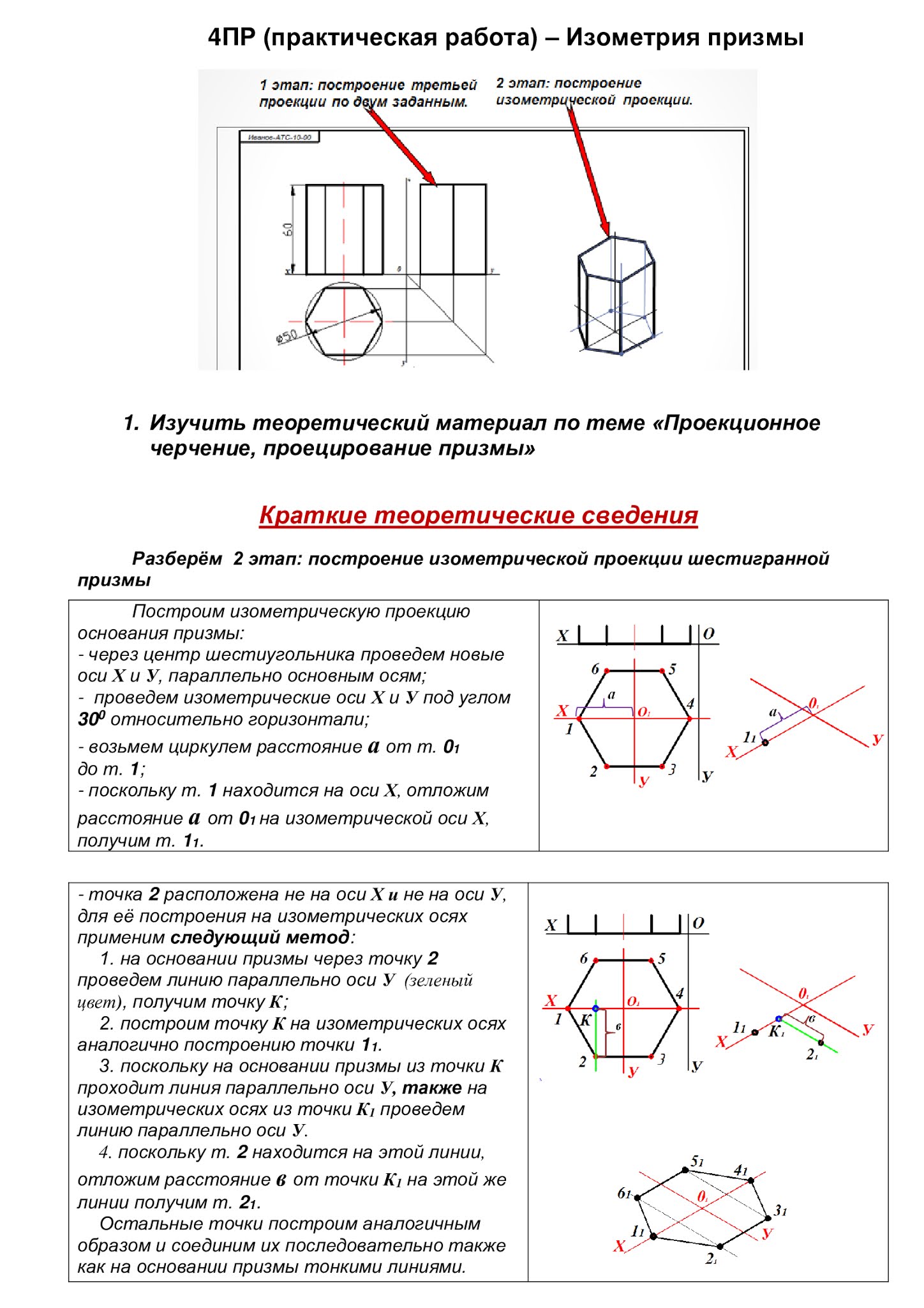 построение изометрии призмы