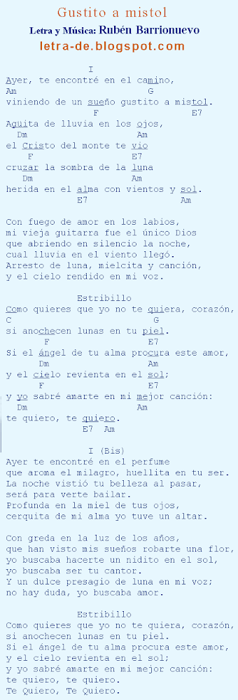 Gustito a mistol por Los Changos - Letras y acordes