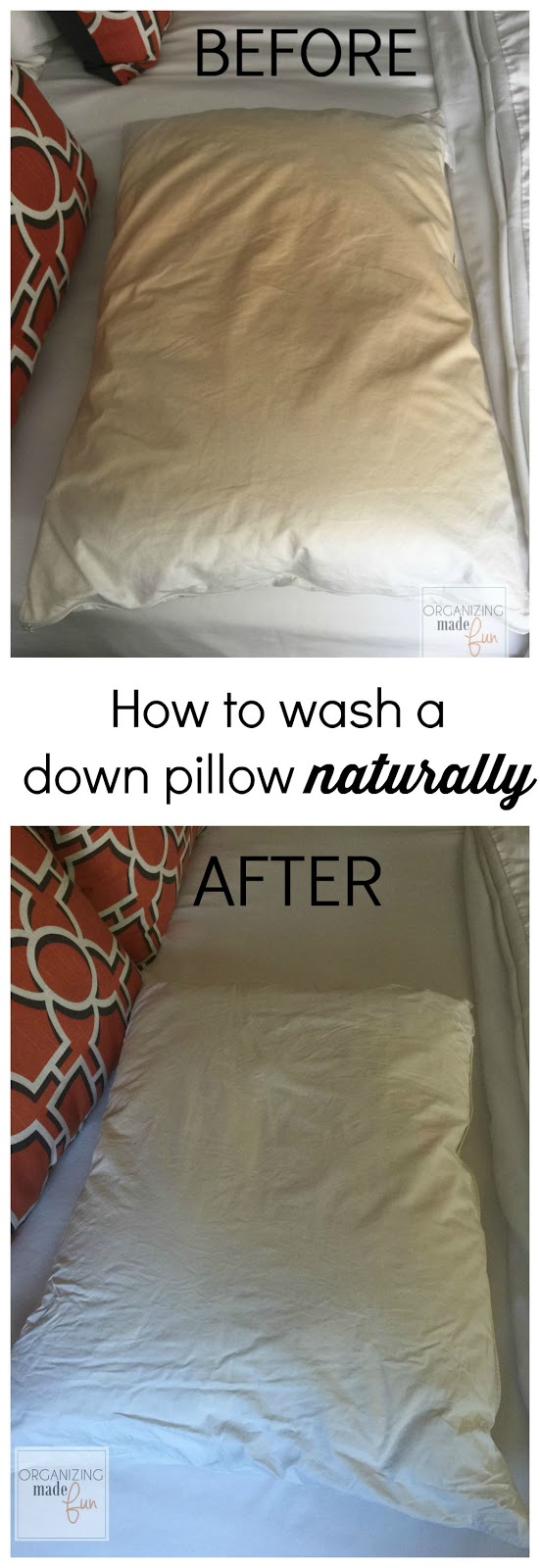 How to wash a down pillow naturally :: OrganizingMadeFun.com