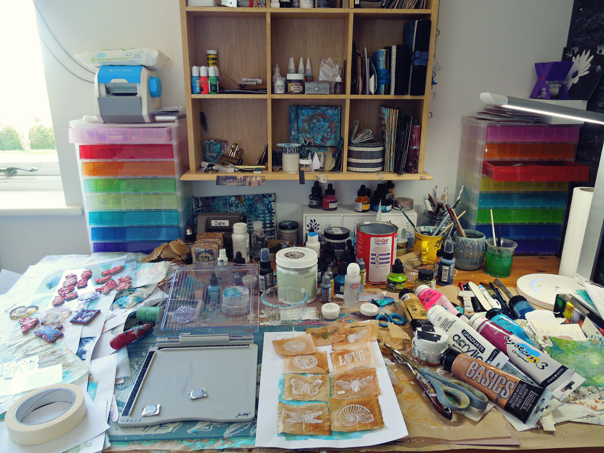 Inky Dinky Doodle WOYWW 620 Embossed teabags and other things