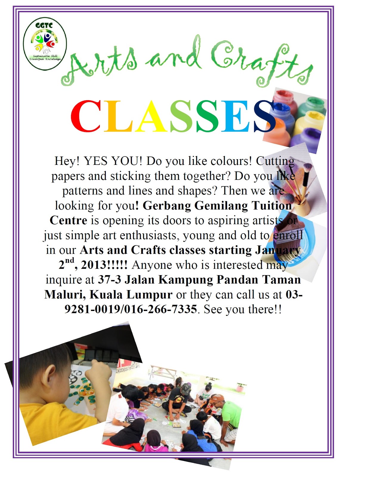 Gerbang Gemilang Tuition Centre Arts and Crafts Classes