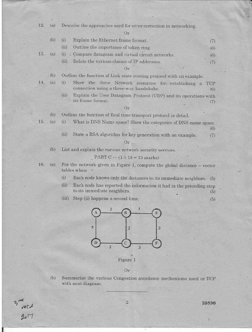 Anna University MC NETWORKS APRIL/MAY 2019 Question Paper University Question Papers