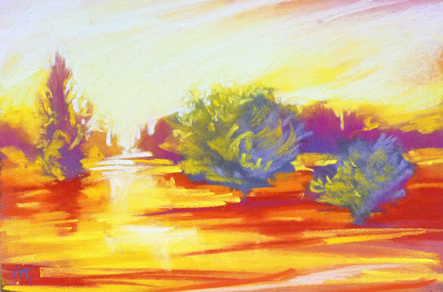 Sunny Morning soft pastel on paper landscape painting by Mikko Tyllinen