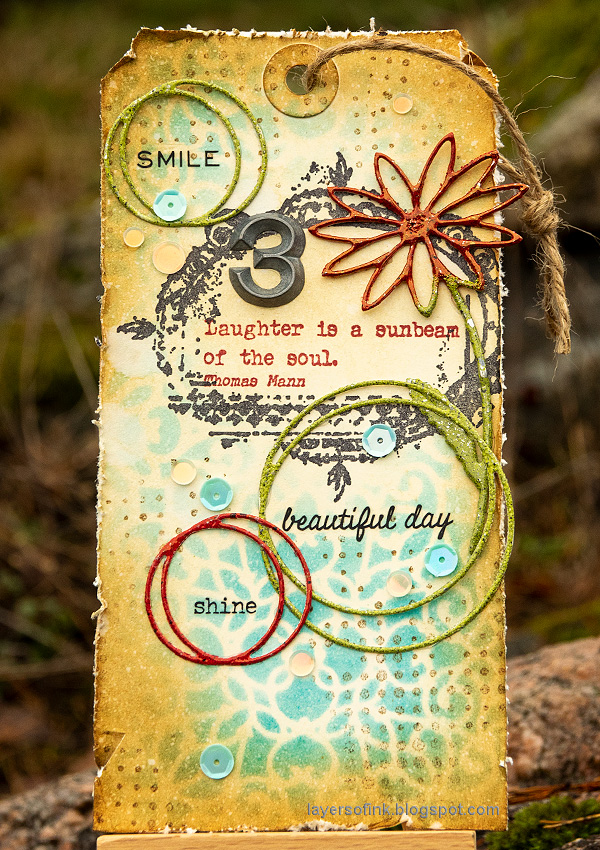 Layers of ink - Smile and Laughter Tag by Anna-Karin Evaldsson. Ink, stencil and stamp tutorial. Layers of ink - Smile and Laughter Tag by Anna-Karin Evaldsson. Ink, stencil and stamp tutorial.