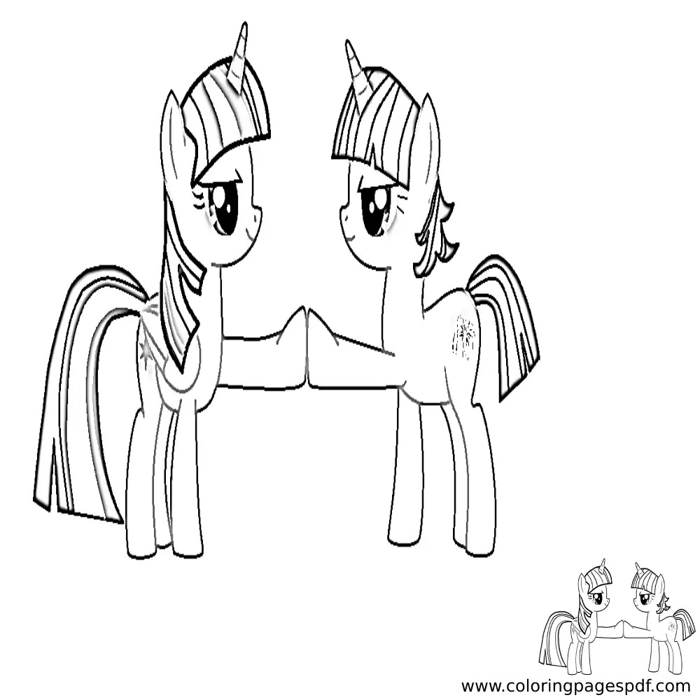 Coloring Page Of Two Unicorn Cartoon Rivals