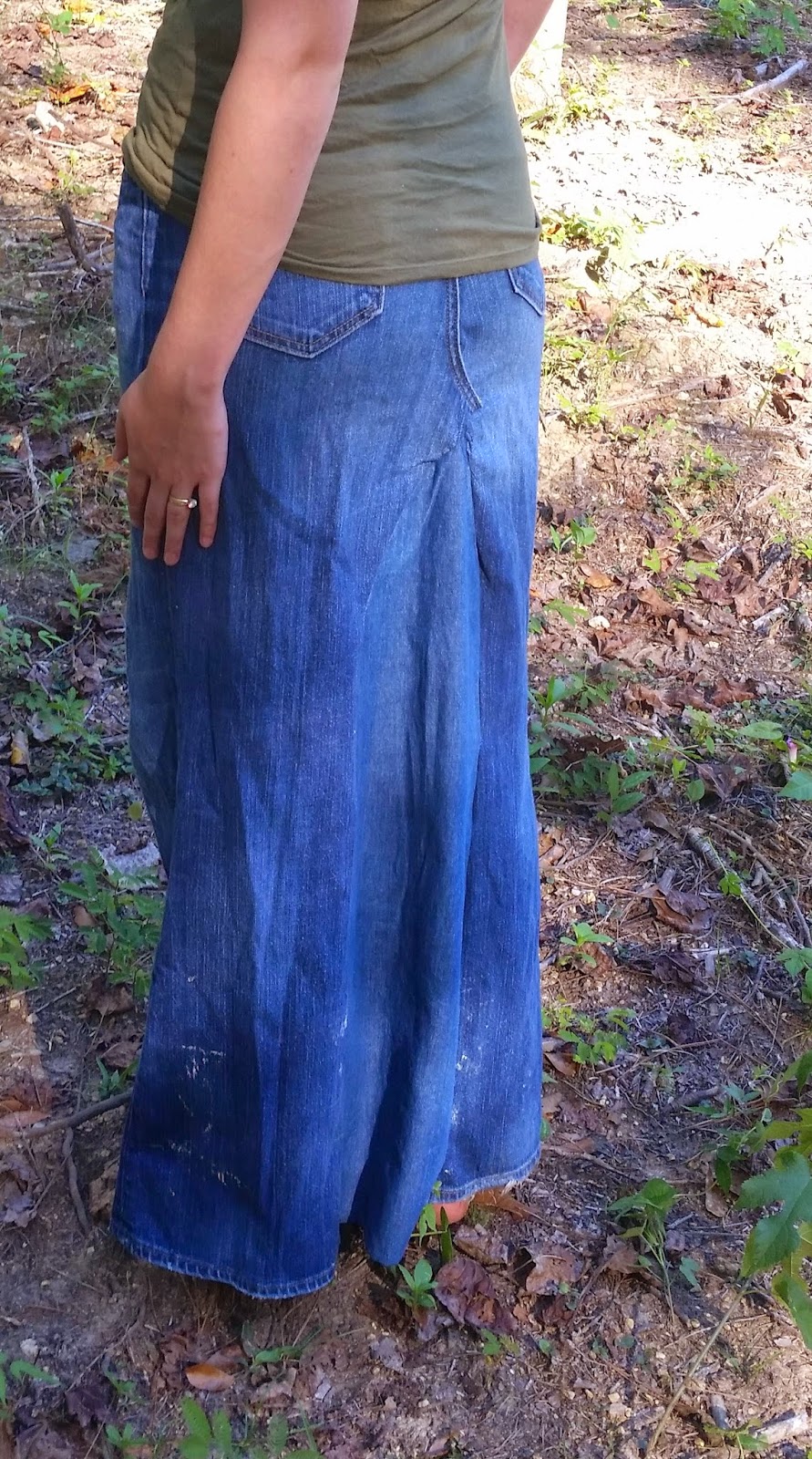 Whatsoever Things Are Lovely: Repurposing Too Little Jeans to Skirt