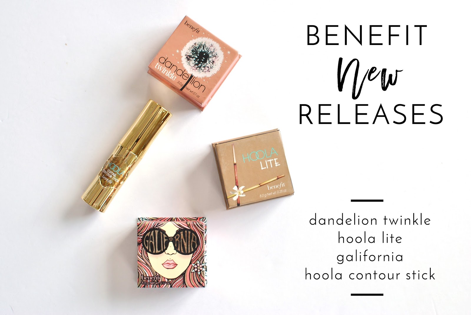 Beauty: Benefit New Releases Lite, Quickie Contour Stick, Galifornia, Dandelion Twinkle) + Comparison Swatches Orane Boucher